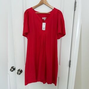 Philosophy NEW Linen Blend Hibiscus Flutter Sleeve Dress